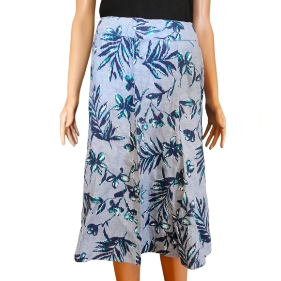 JM Collection Floral Linen Skirt - Picture 1 of 6